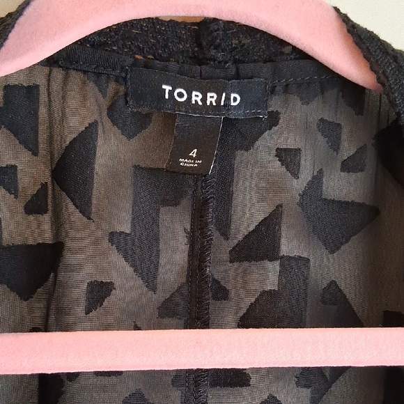 Torrid Black Sheer Burnout Open Front Top Loungewear Swim Cover Sz 4X - Picture 5 of 8